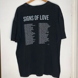 Mikuta washed black organic cotton heart love T-shirt large